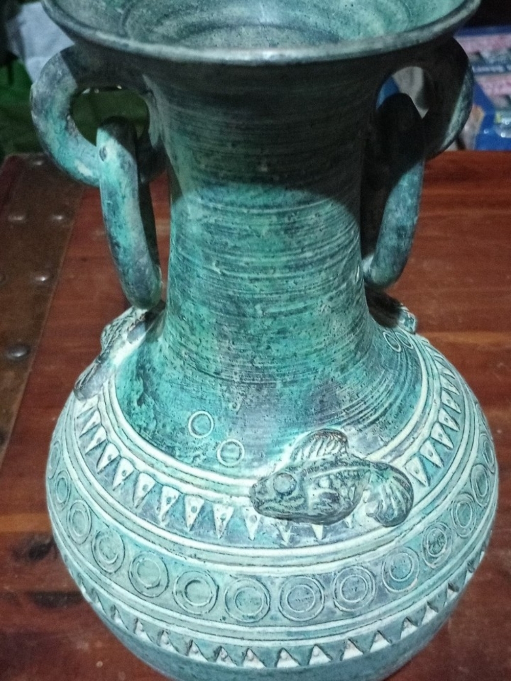 Decorative Patina Green Ceramic Vase – Home Art